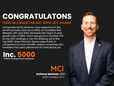 MCI Made The List - Inc 5000 Fastest-Growing Private Companies - 2021 – Anthony Marlowe- CEO