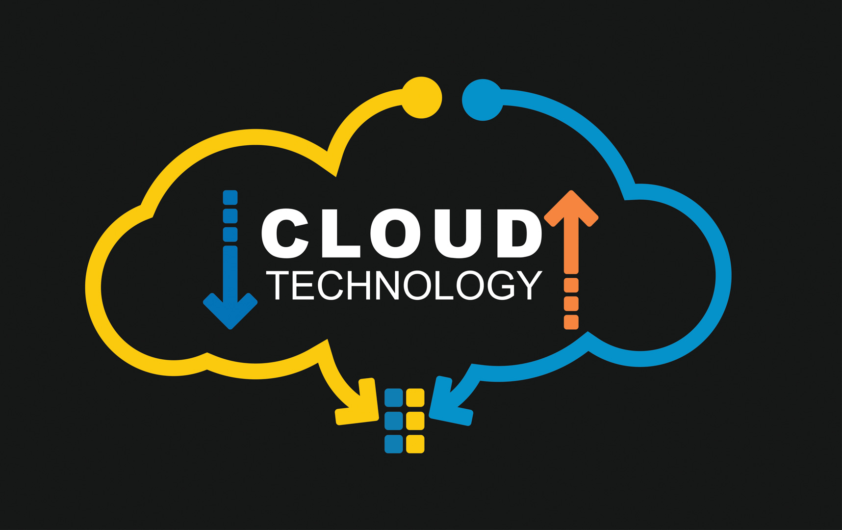 Cloud technology concept. Illustration with abstract digital background