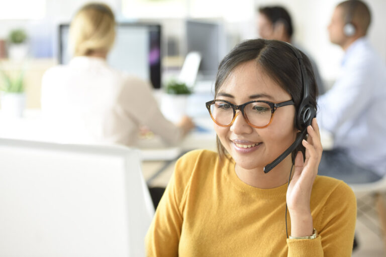 Customer service assistant working in office