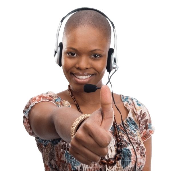 South African Contact Center Female Representative Thumbs Up